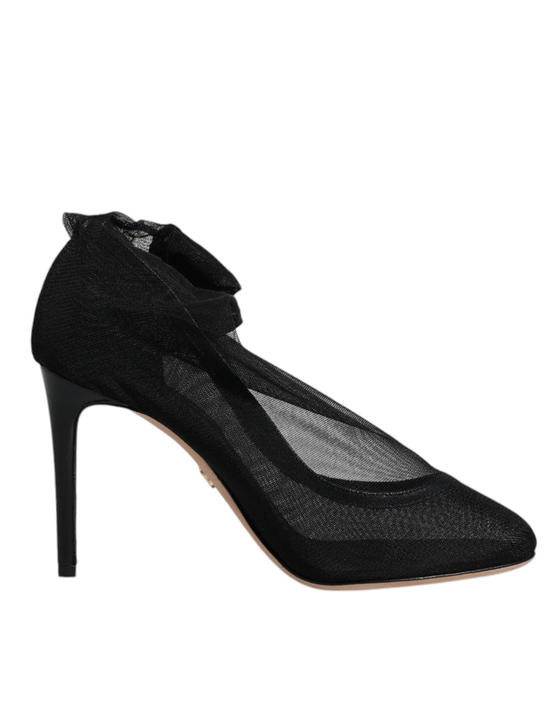 Dolce & Gabbana Black Nylon Mesh Sock Style Boots