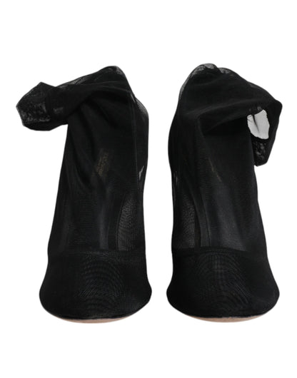 Bottines en maille de nylon noire, style chaussette, Dolce & Gabbana