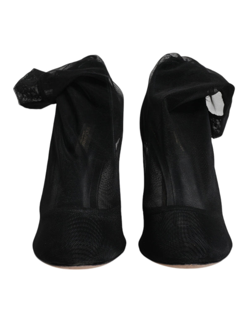 Dolce & Gabbana Black Nylon Mesh Sock Style Boots
