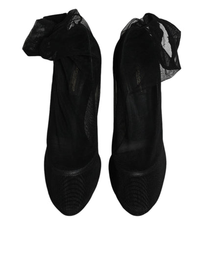 Bottines en maille de nylon noire, style chaussette, Dolce & Gabbana