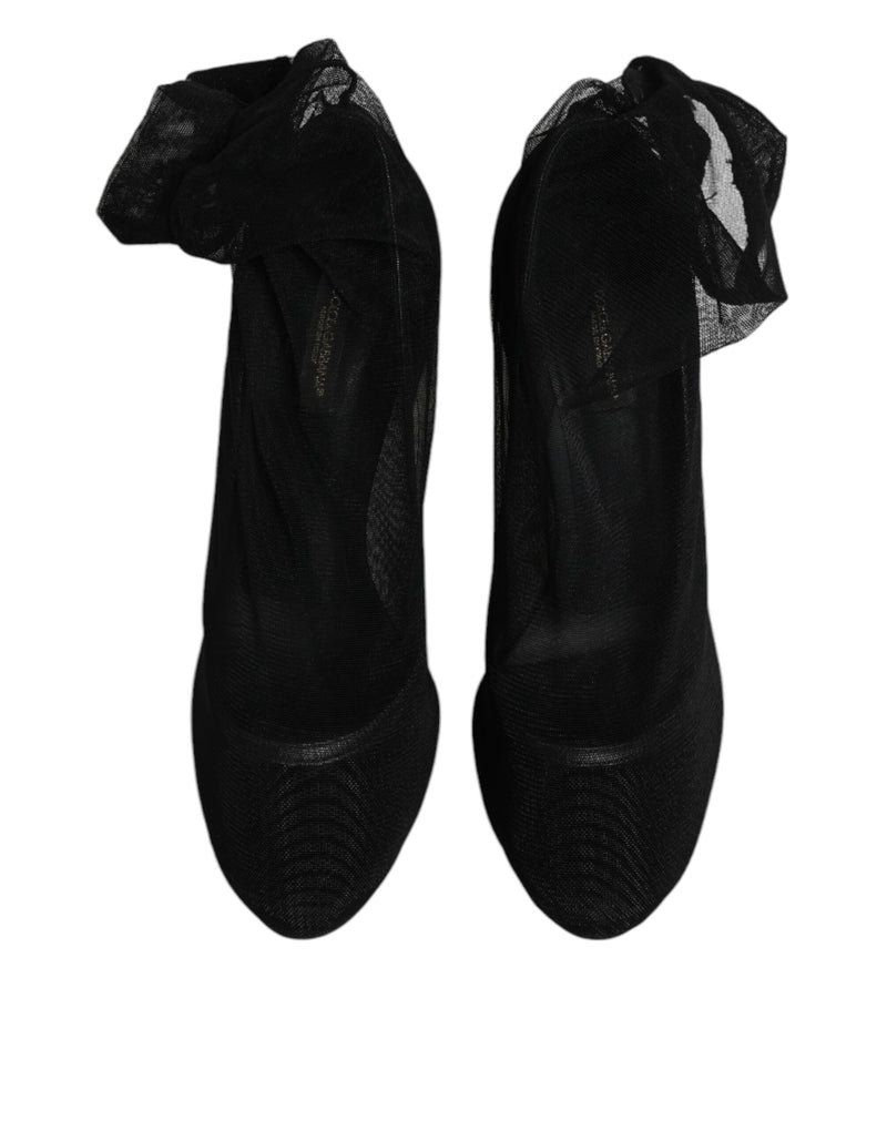 Dolce & Gabbana Black Nylon Mesh Sock Style Boots