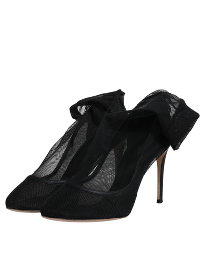 Bottines en maille de nylon noire, style chaussette, Dolce & Gabbana