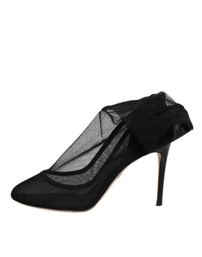 Bottines en maille de nylon noire, style chaussette, Dolce & Gabbana