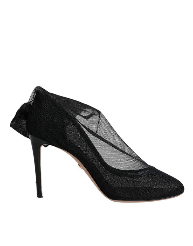 Dolce & Gabbana Black Nylon Mesh Sock Style Boots