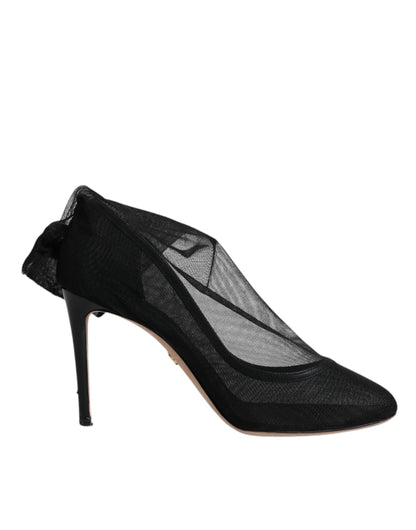 Bottines en maille de nylon noire, style chaussette, Dolce & Gabbana