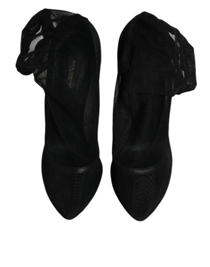 Bottines en maille de nylon noir, style chaussettes, Dolce & Gabbana