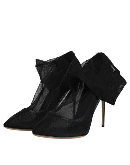 Bottines en maille de nylon noir, style chaussettes, Dolce & Gabbana