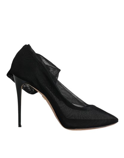 Bottines en maille de nylon noir, style chaussettes, Dolce & Gabbana