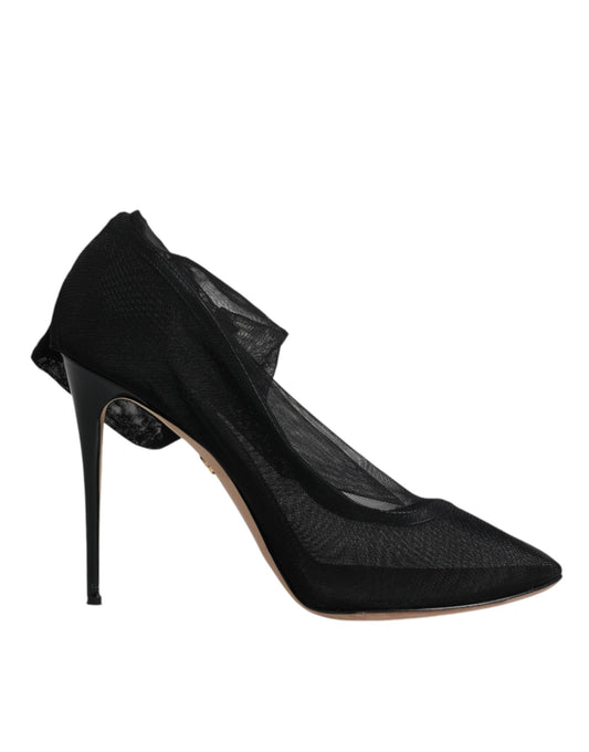 Bottines en maille de nylon noir, style chaussettes, Dolce & Gabbana