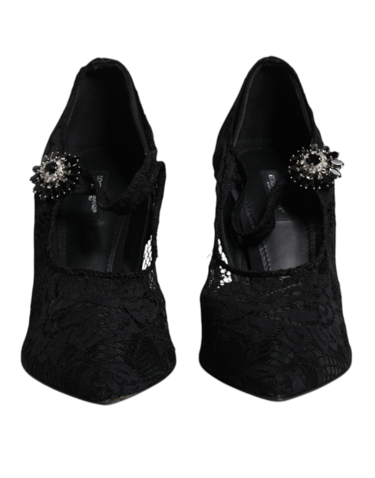 Dolce & Gabbana Black Lace Crystals Mary Jane Pumps