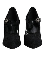 Dolce & Gabbana Black Lace Crystals Mary Jane Pumps
