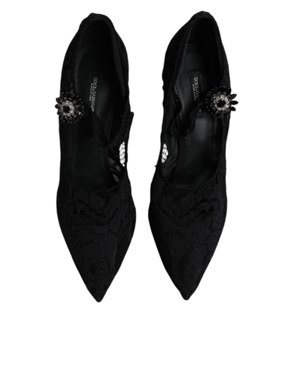 Dolce & Gabbana Black Lace Crystals Mary Jane Pumps