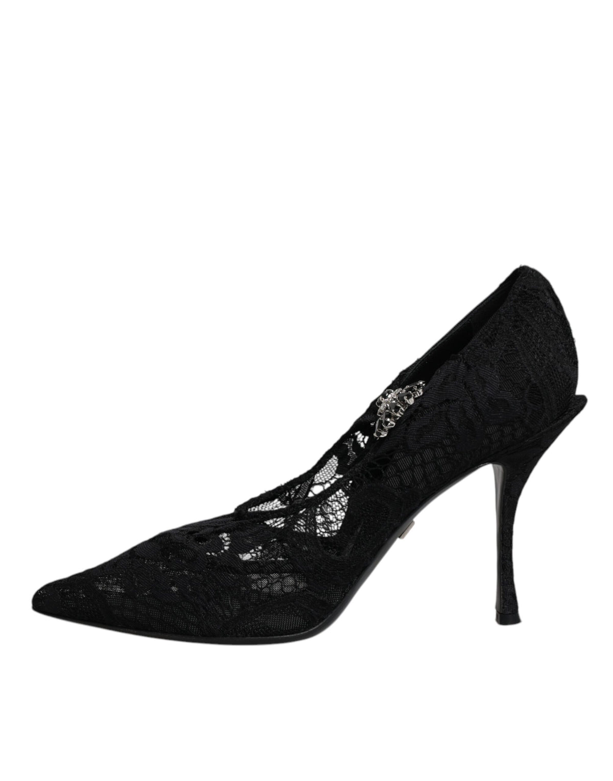 Dolce & Gabbana Black Lace Crystals Mary Jane Pumps