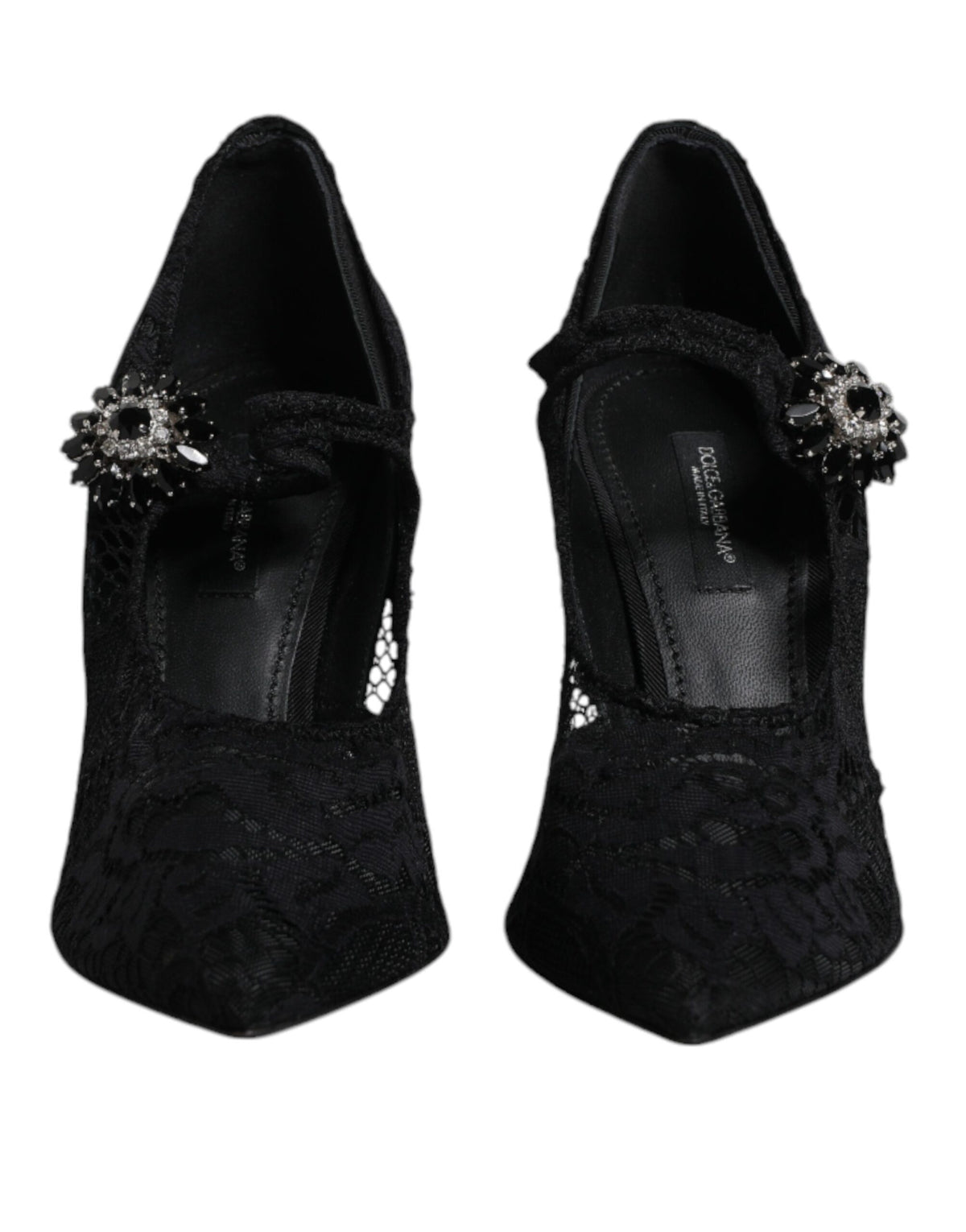 Dolce & Gabbana Black Lace Crystals Mary Jane Pumps