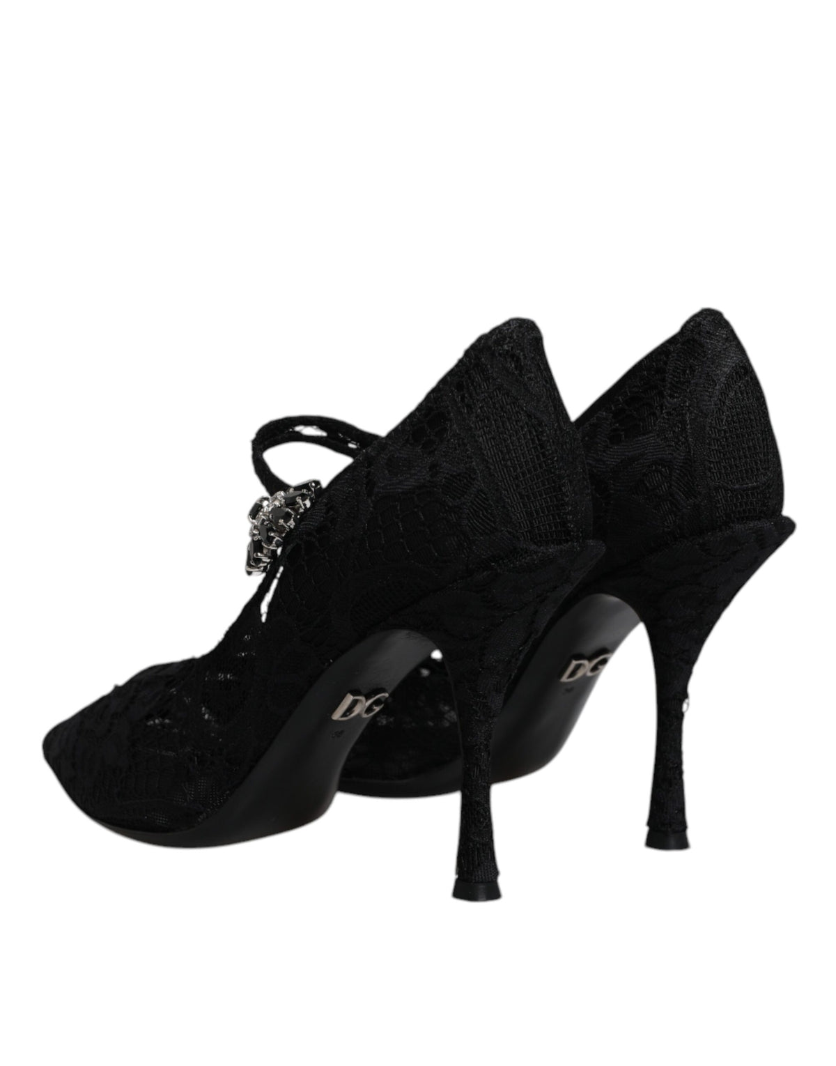 Dolce & Gabbana Black Lace Crystals Mary Jane Pumps