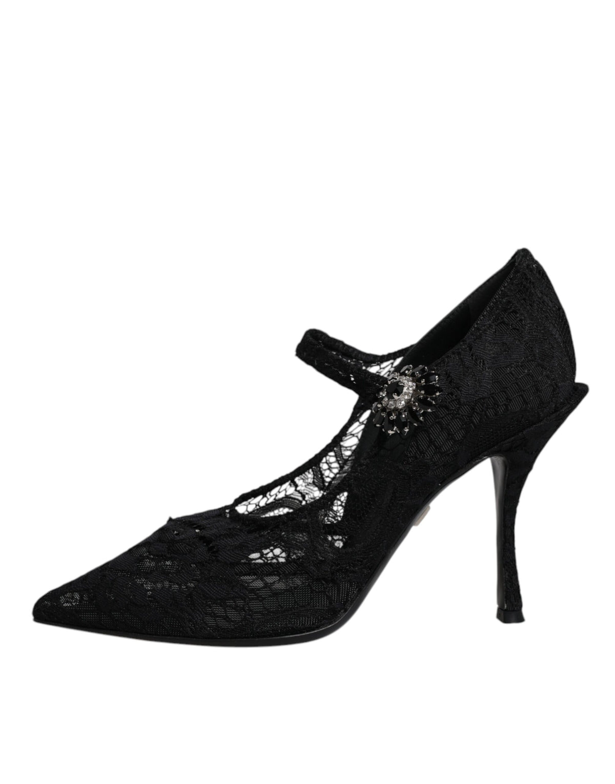 Dolce & Gabbana Black Lace Crystals Mary Jane Pumps