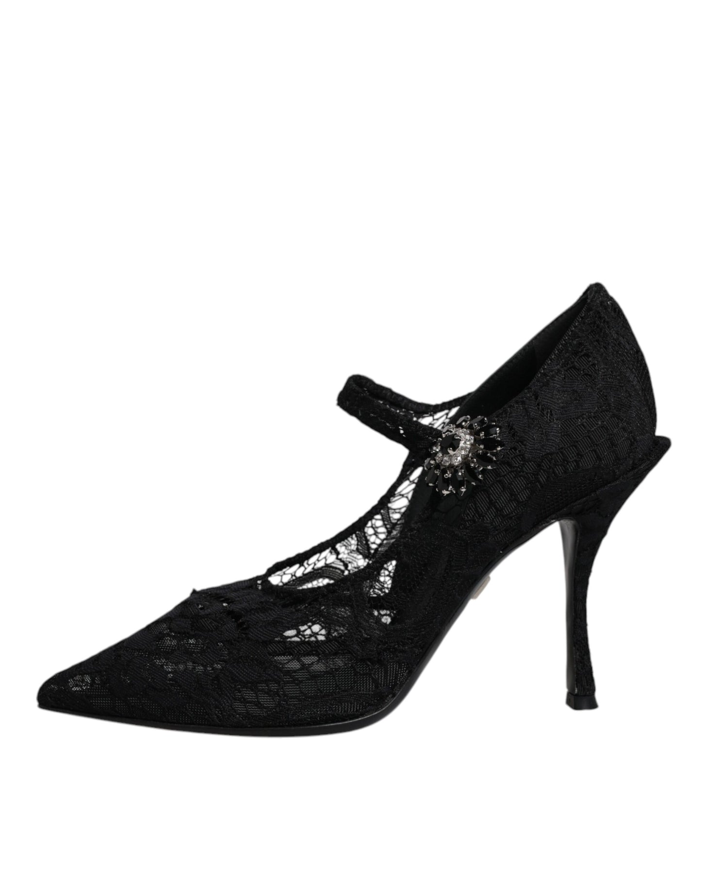 Dolce &amp; Gabbana Mary Jane pumps met zwarte kant en kristallen
