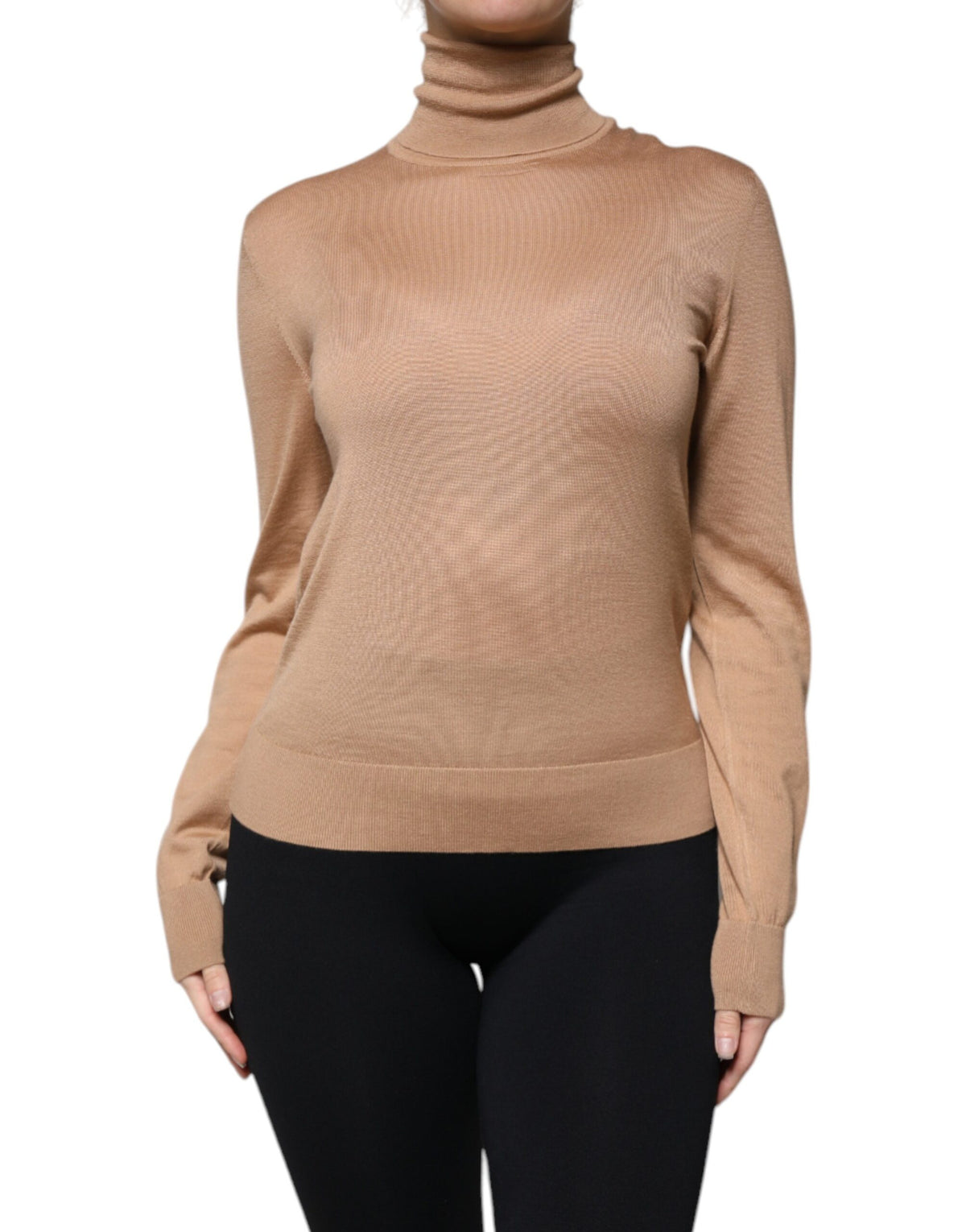Pull en cachemire et soie marron Dolce & Gabbana