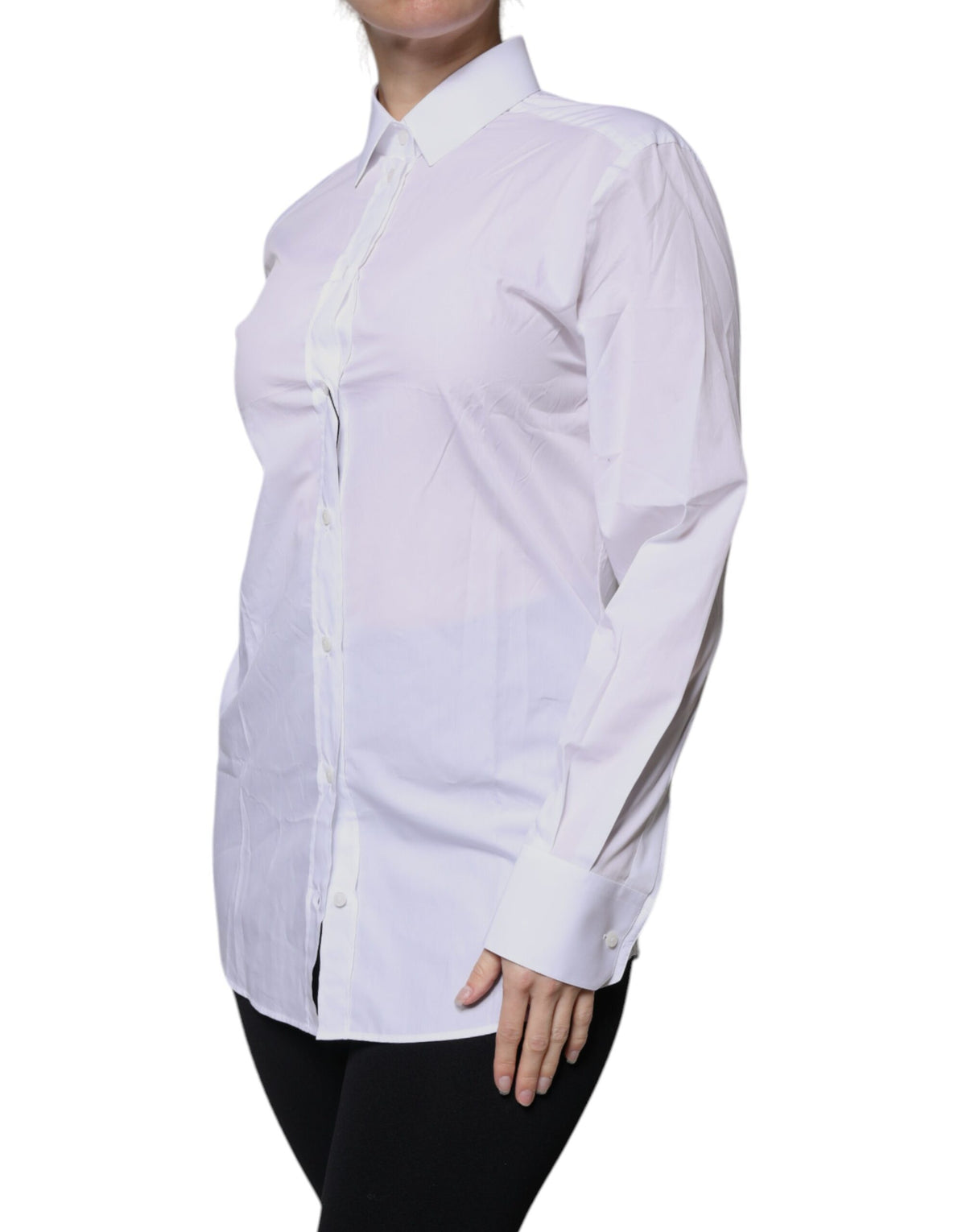 Dolce & Gabbana Chemise Blanche en Coton à Manches Longues