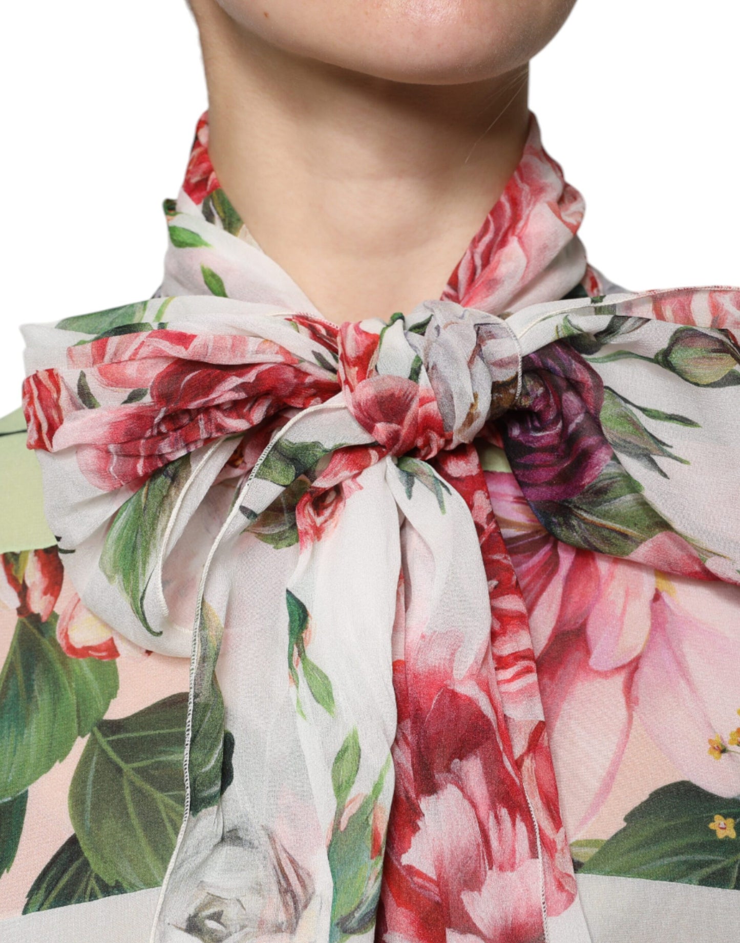 Dolce &amp; Gabbana bloemenprint top met patchwork en ascottkraag in verschillende kleuren