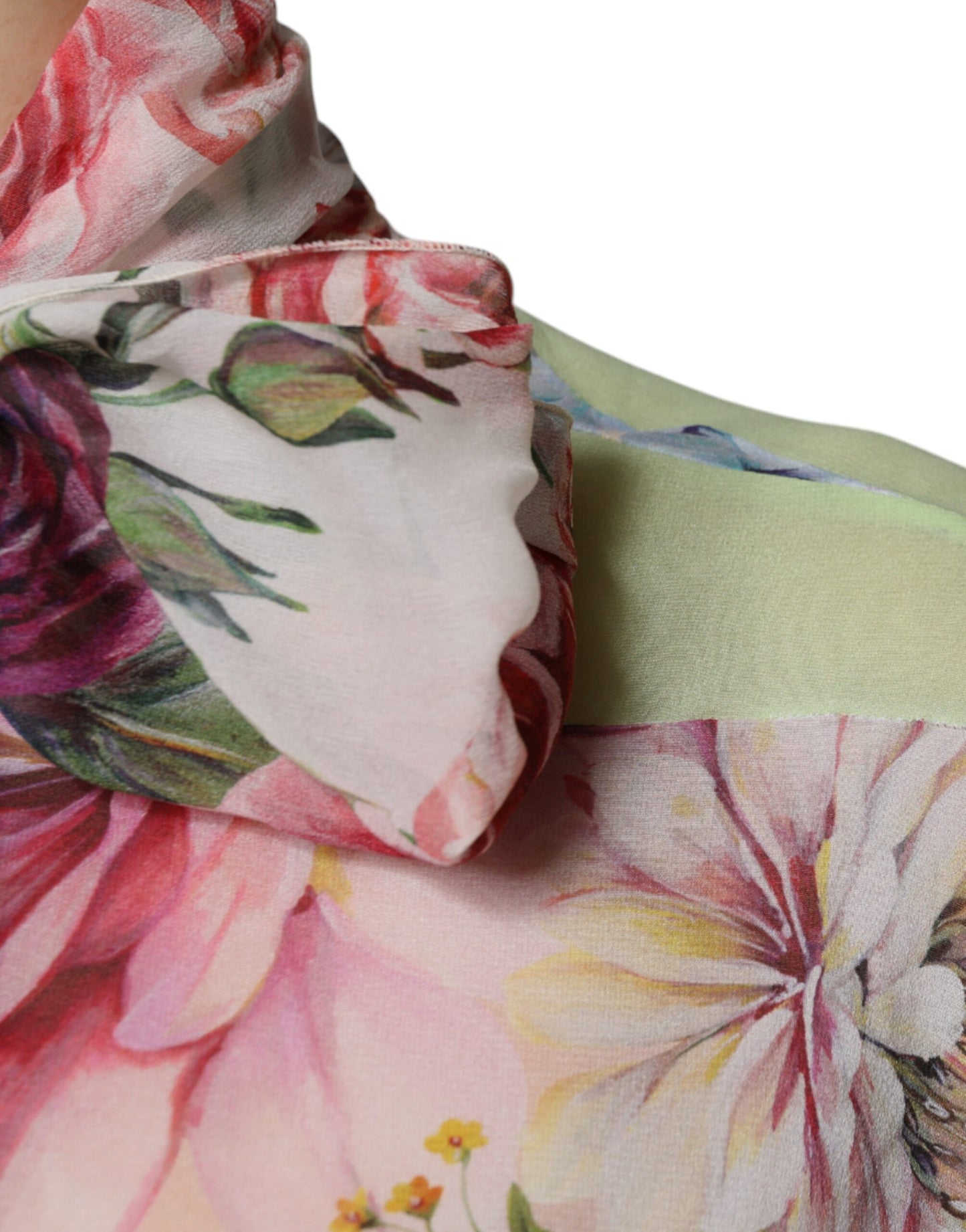Dolce &amp; Gabbana bloemenprint top met patchwork en ascottkraag in verschillende kleuren