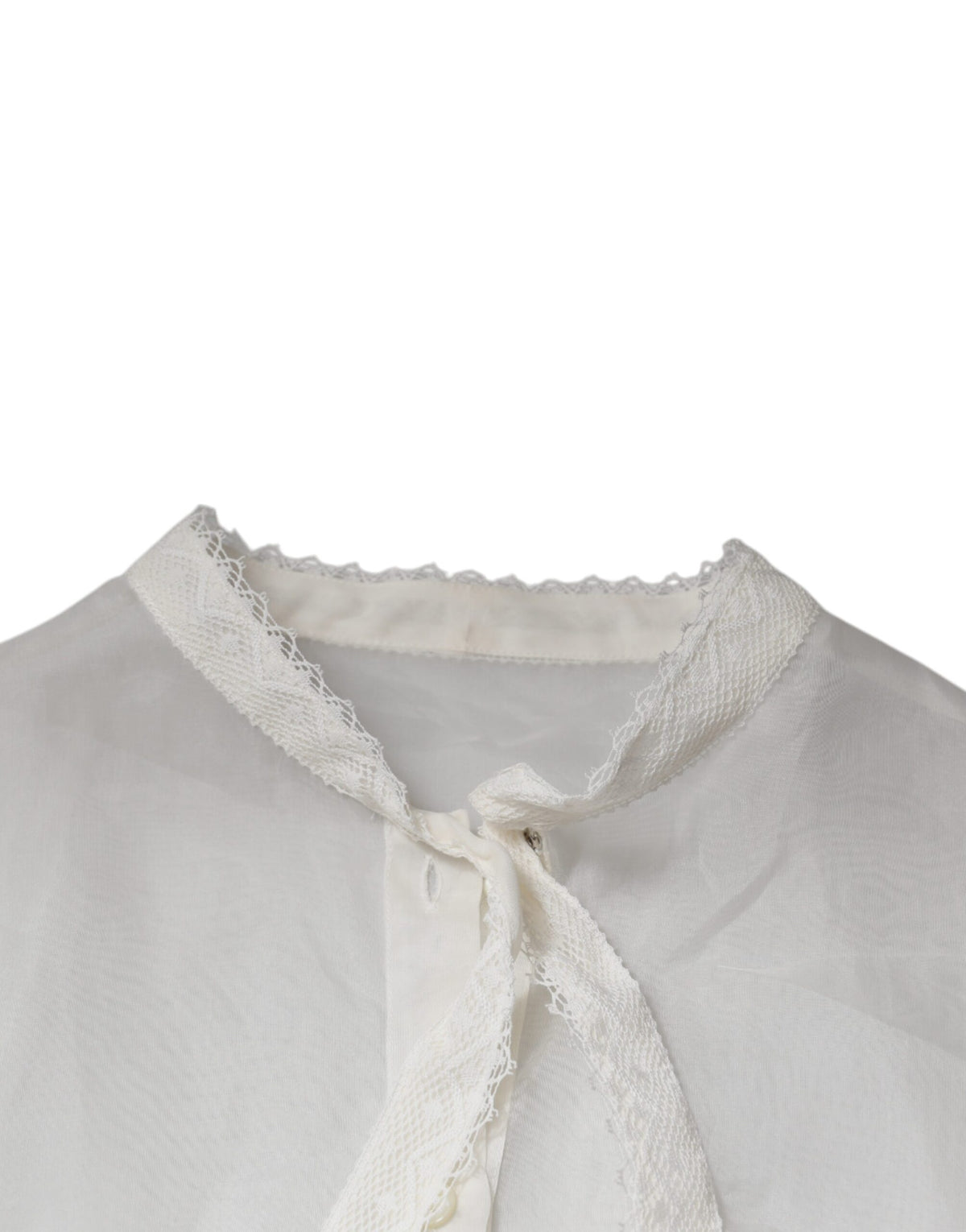 Dolce & Gabbana Blouse Top à Col Ascot Blanc à Manches Longues