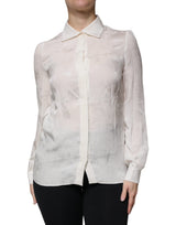 Dolce & Gabbana Chemise Longue en Soie Blanche à Col