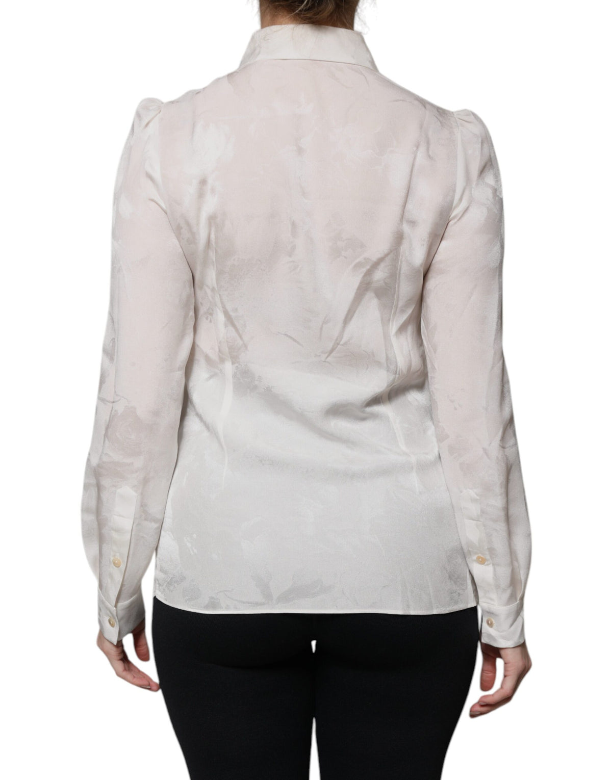 Dolce & Gabbana Chemise Longue en Soie Blanche à Col