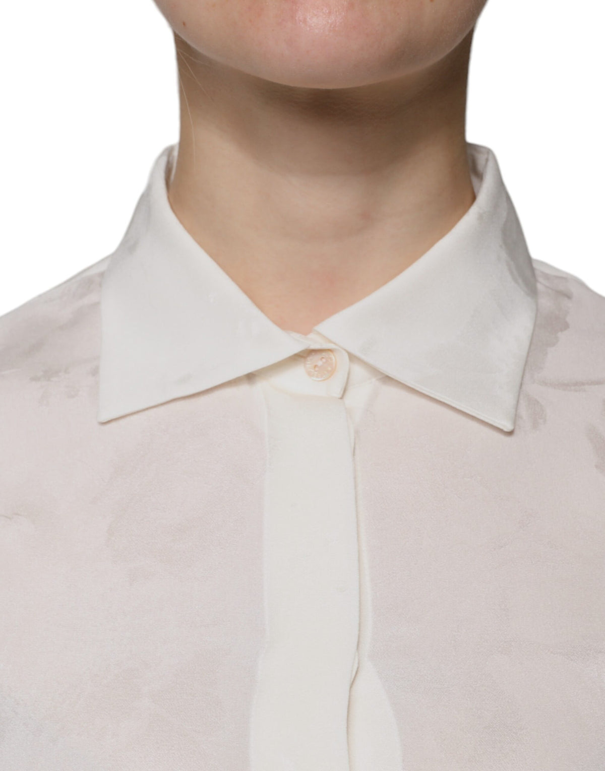 Dolce & Gabbana Chemise Longue en Soie Blanche à Col