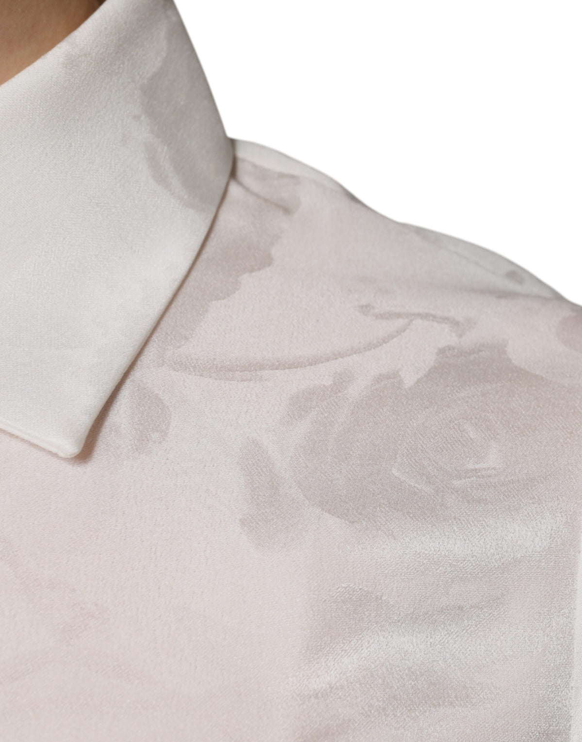 Dolce & Gabbana Chemise Longue en Soie Blanche à Col