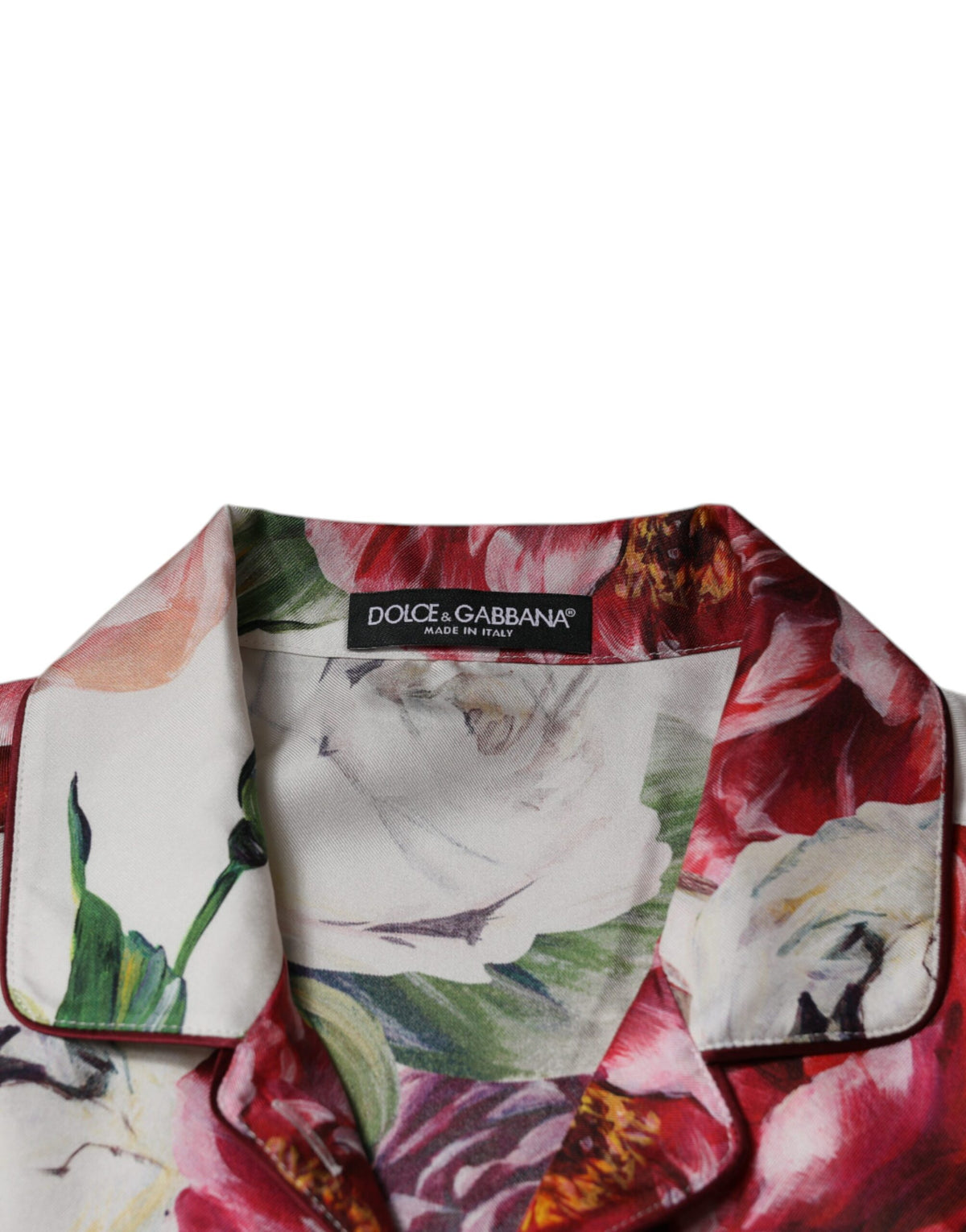 Dolce & Gabbana Blouse en Soie Blanc Pivoine à Manches Longues