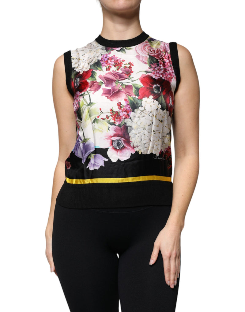 Dolce & Gabbana Multicolor Floral Silk Sleeveless Tank Top