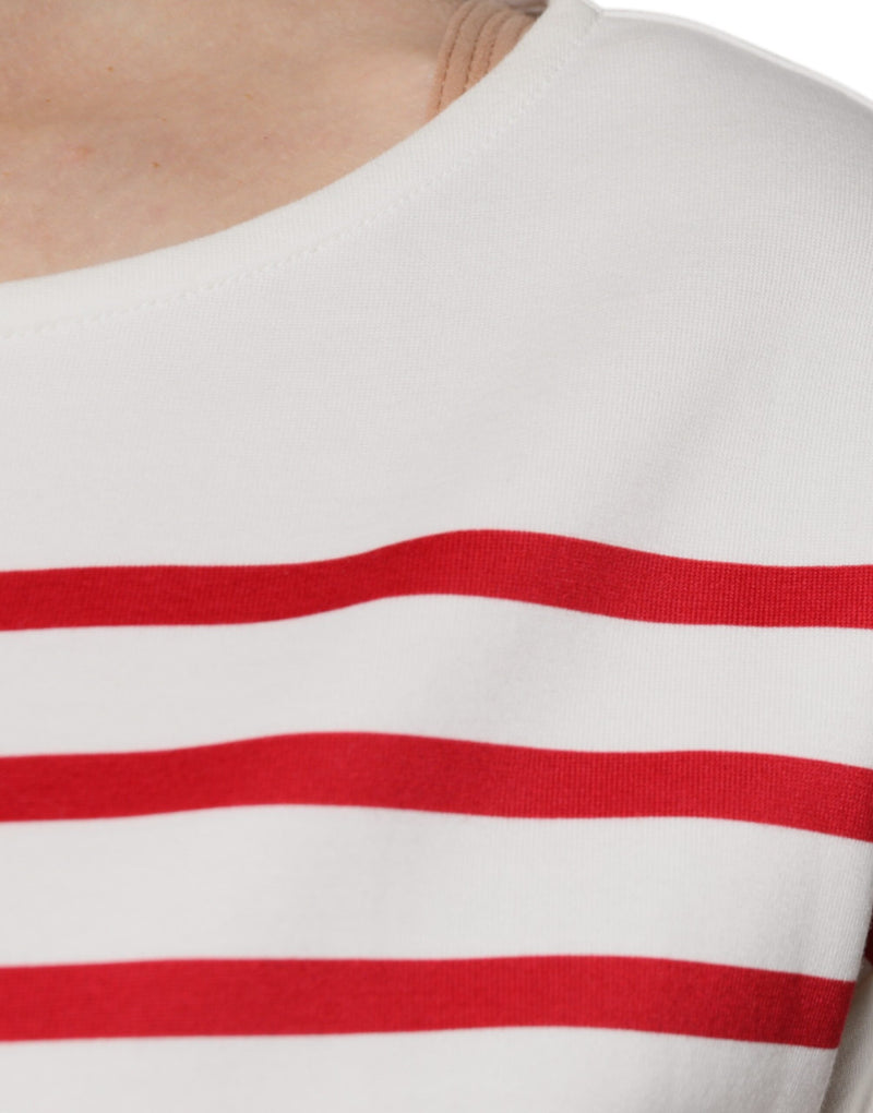 Dolce & Gabbana Top Long Manches Rayures Blanc Rouge