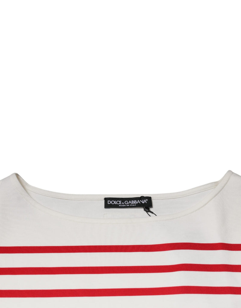 Dolce & Gabbana Top Long Manches Rayures Blanc Rouge