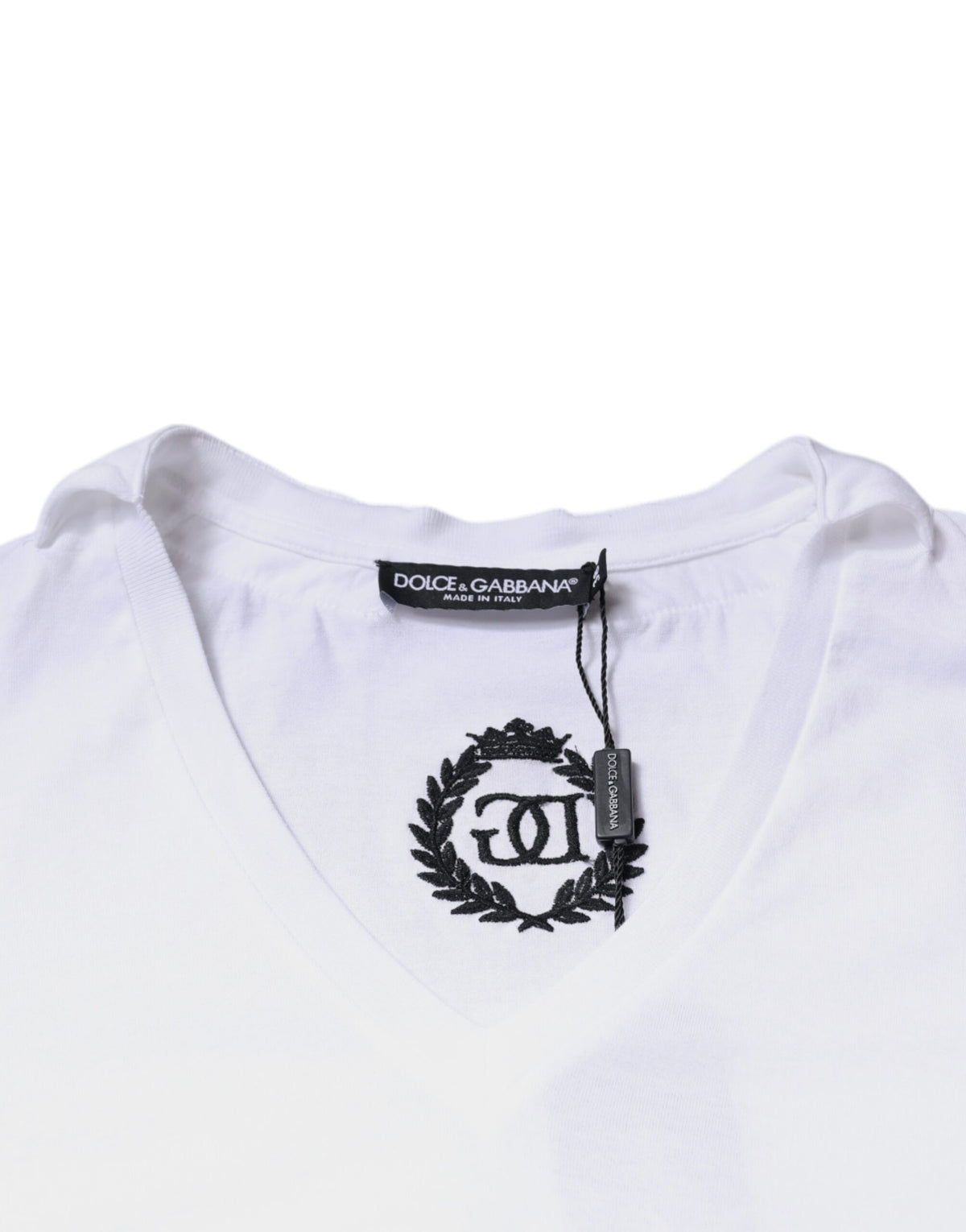 Dolce & Gabbana T-shirt en Coton Blanc avec Chaîne de Collier