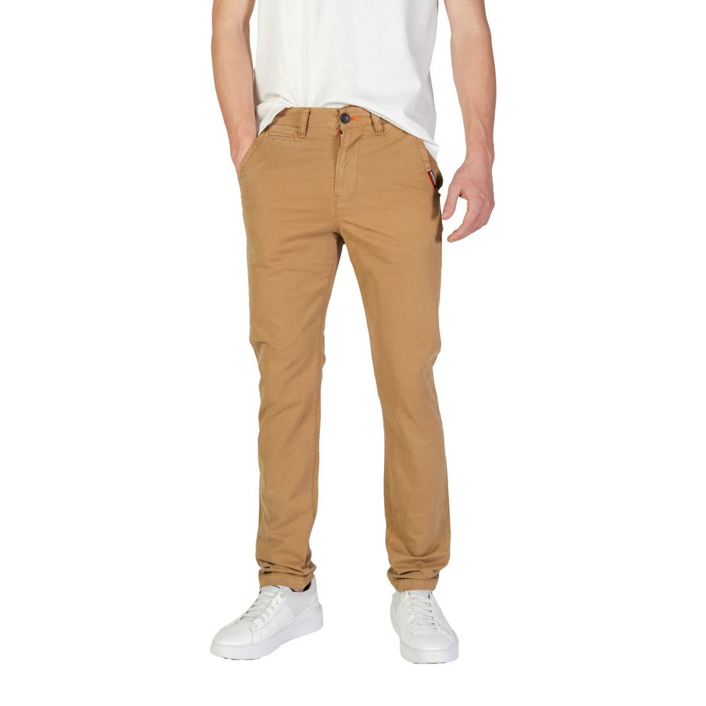 Pantalon skinny en coton beige Superdry