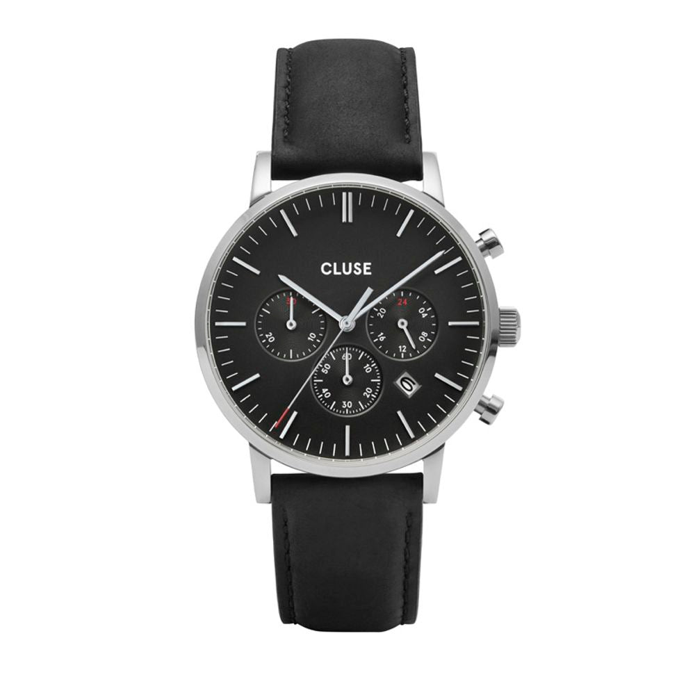 Montre Cluse en cuir noir