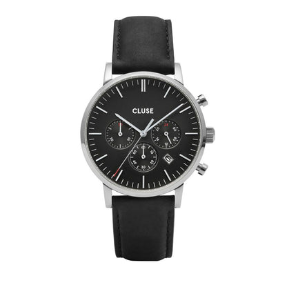 Montre Cluse en cuir noir