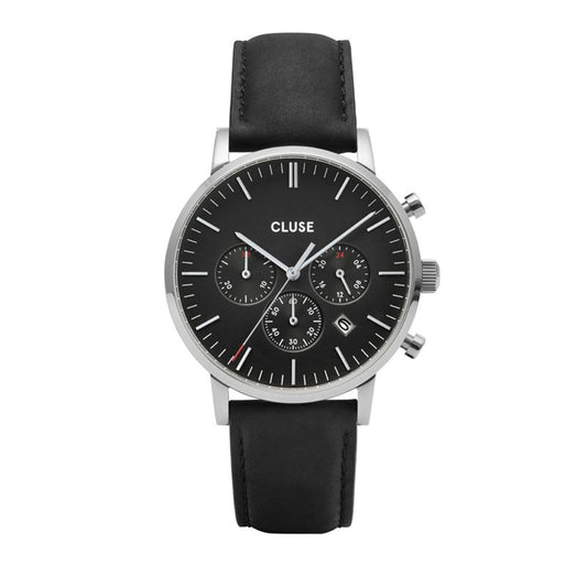 Montre Cluse en cuir noir
