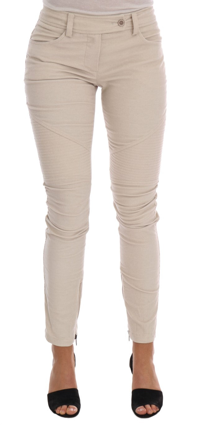 Jean slim beige Ermanno Scervino en velours côtelé