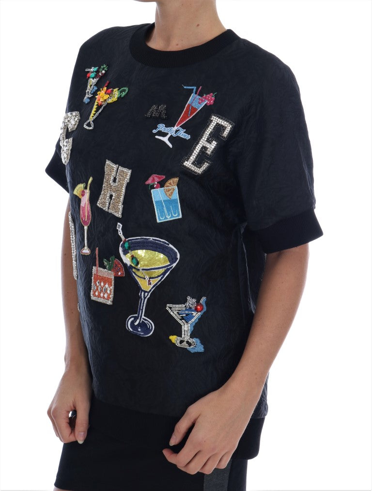 Pull cocktail Dolce &amp; Gabbana en brocart noir et cristaux