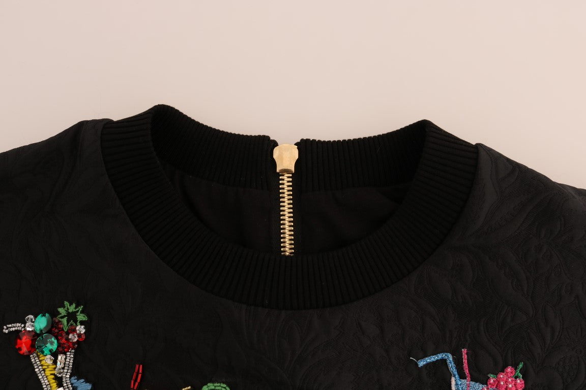 Pull cocktail Dolce &amp; Gabbana en brocart noir et cristaux