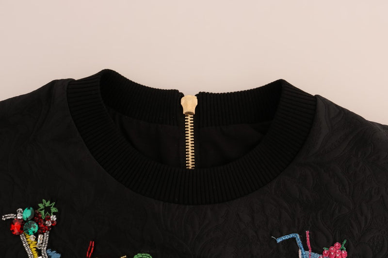 Pull cocktail Dolce &amp; Gabbana en brocart noir et cristaux