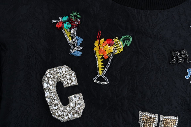 Pull cocktail Dolce &amp; Gabbana en brocart noir et cristaux