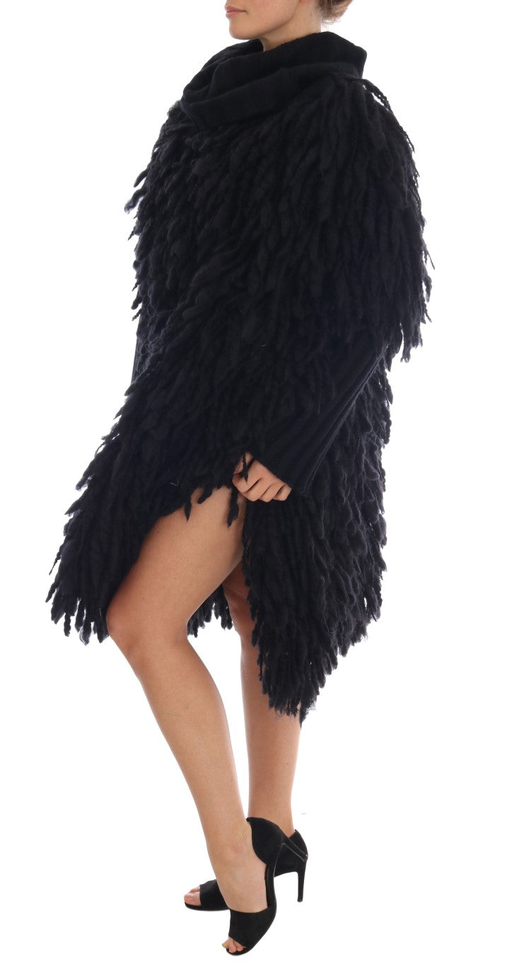 Pull en laine à franges noires Dolce &amp; Gabbana