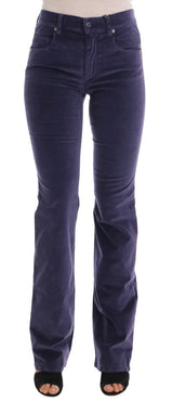 Ermanno Scervino Pantalon bootcut stretch en velours côtelé violet