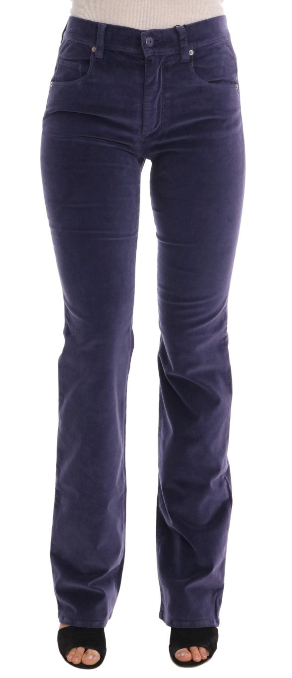 Ermanno Scervino Pantalon bootcut stretch en velours côtelé violet