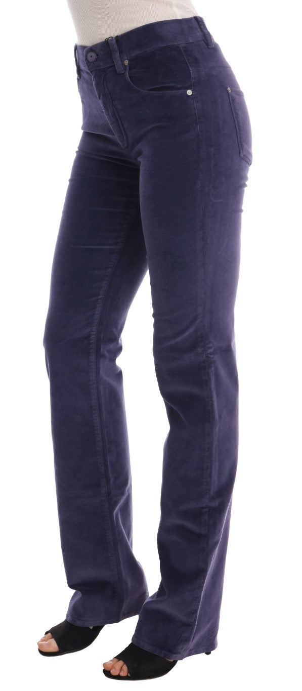 Ermanno Scervino Pantalon bootcut stretch en velours côtelé violet