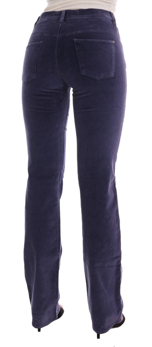 Ermanno Scervino Pantalon bootcut stretch en velours côtelé violet