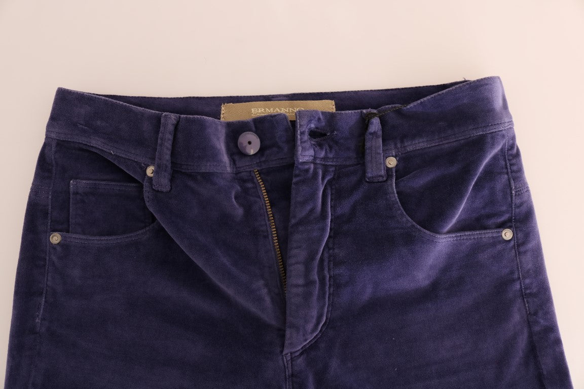 Ermanno Scervino Pantalon bootcut stretch en velours côtelé violet